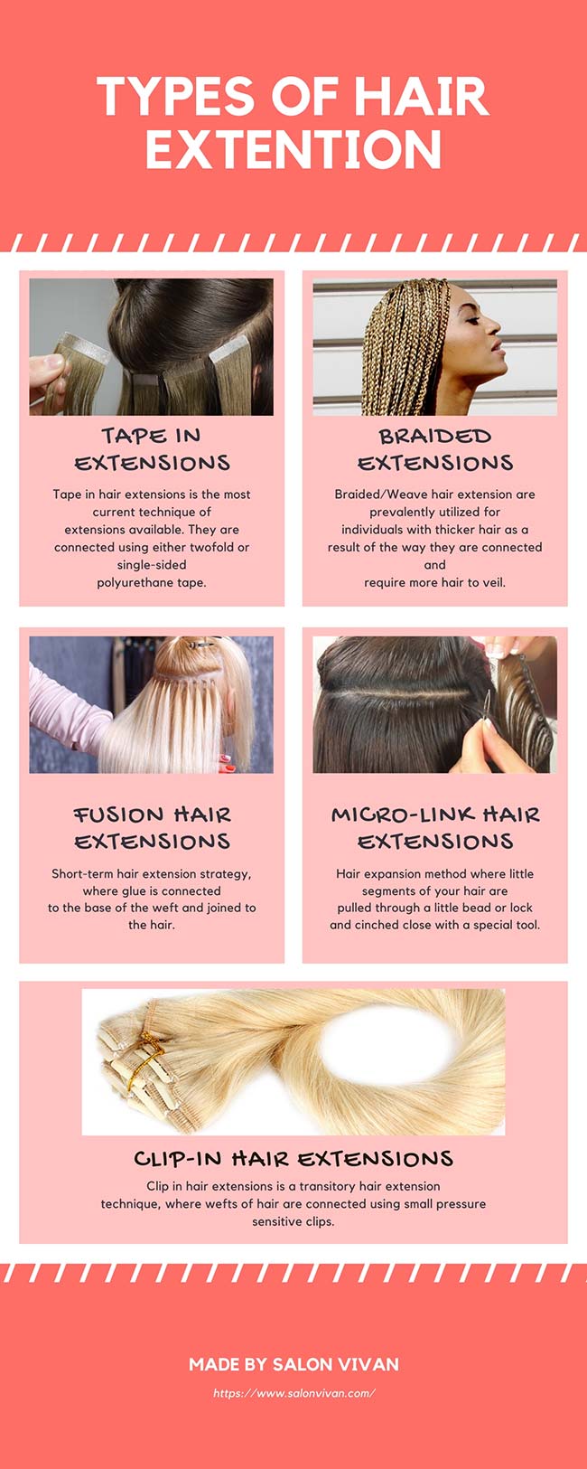 Different types of hair extensions
